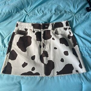 PacSun White and Brown Cow Print Mini Skirt